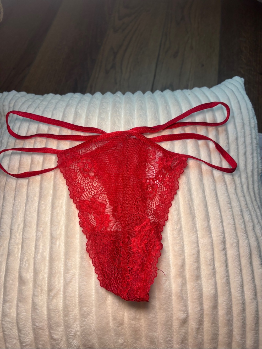 Victoria's Secret Red Lace Strappy Thong